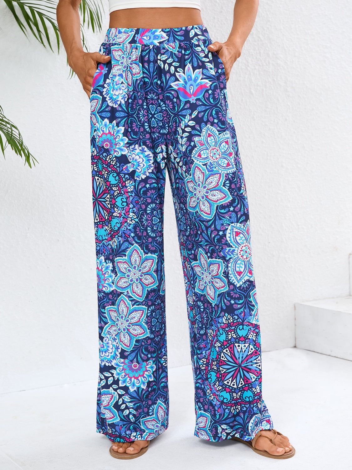 Koisoon Geometric Wide Leg Pants with Pockets