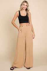 Koisoon Full Size High Waist Wide Leg Cargo Pants