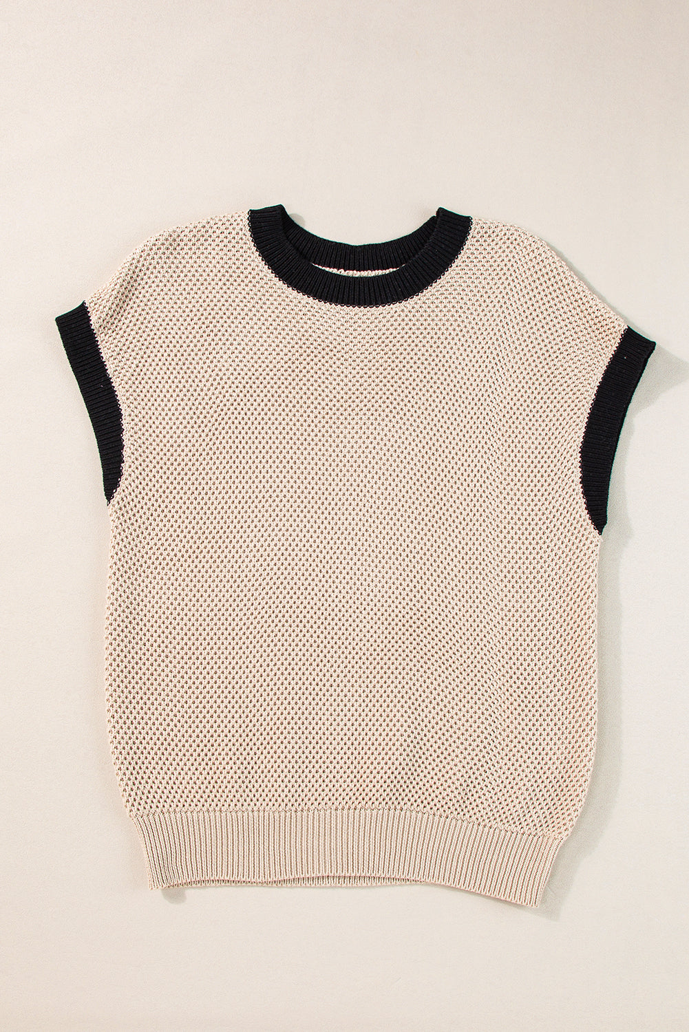 Koisoon Trim Round Neck Cap Sleeve Knit Top