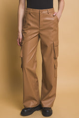 Koisoon Love Tree PU Leather Cargo Pants