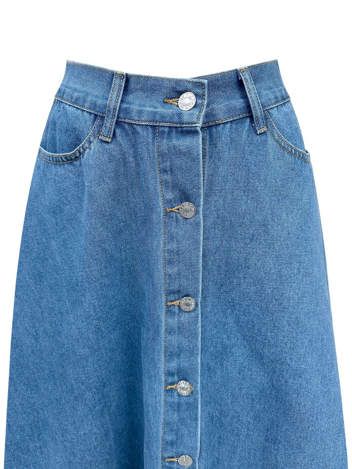 Koisoon Buttoned Midi Denim Skirt with Pockets