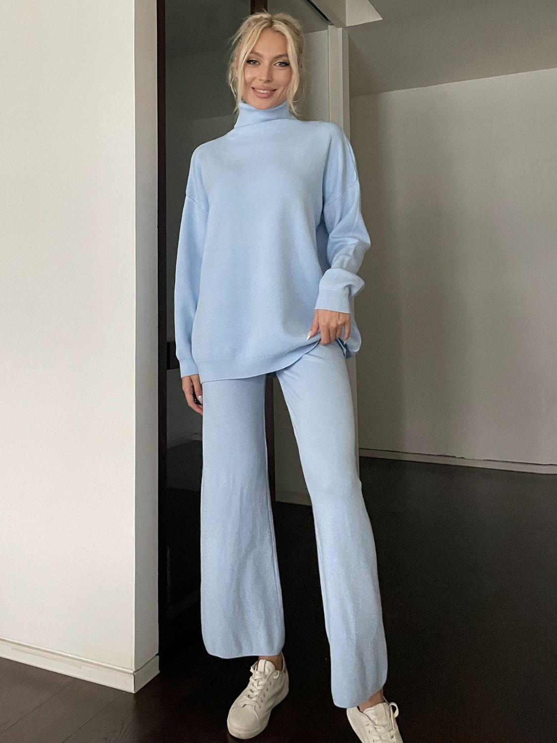 Koisoon Long Sleeve Top and Drawstring Pants Sweater Set