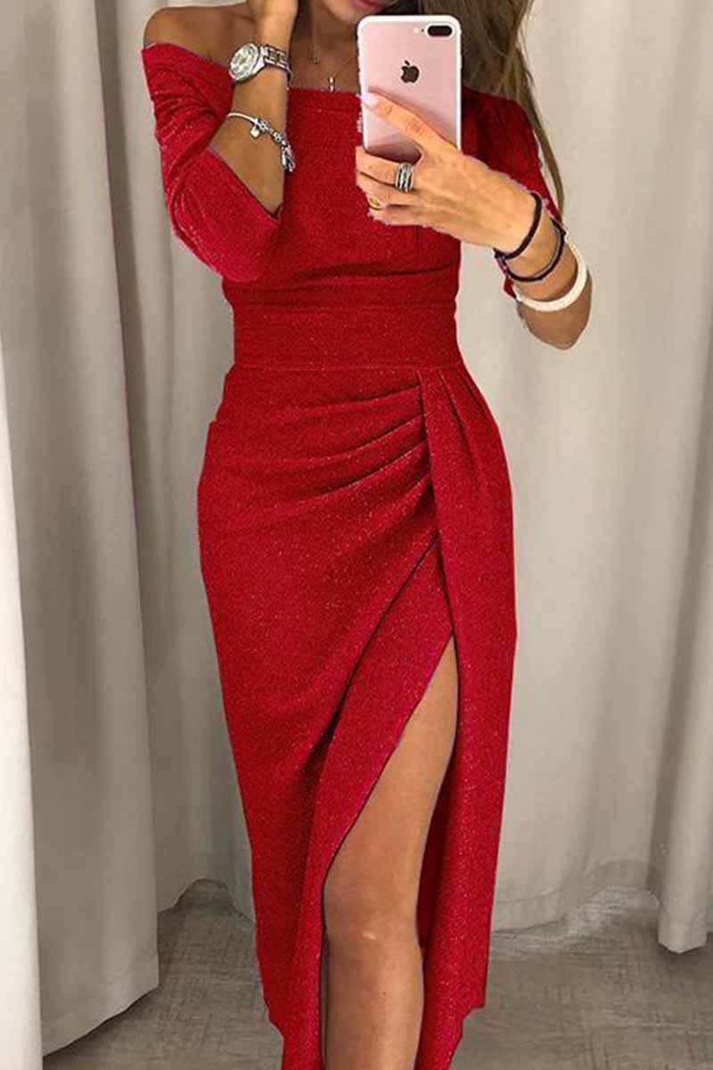 Koisoon Wrap Hip Slit Collar Maxi Dresses(5 Colors)