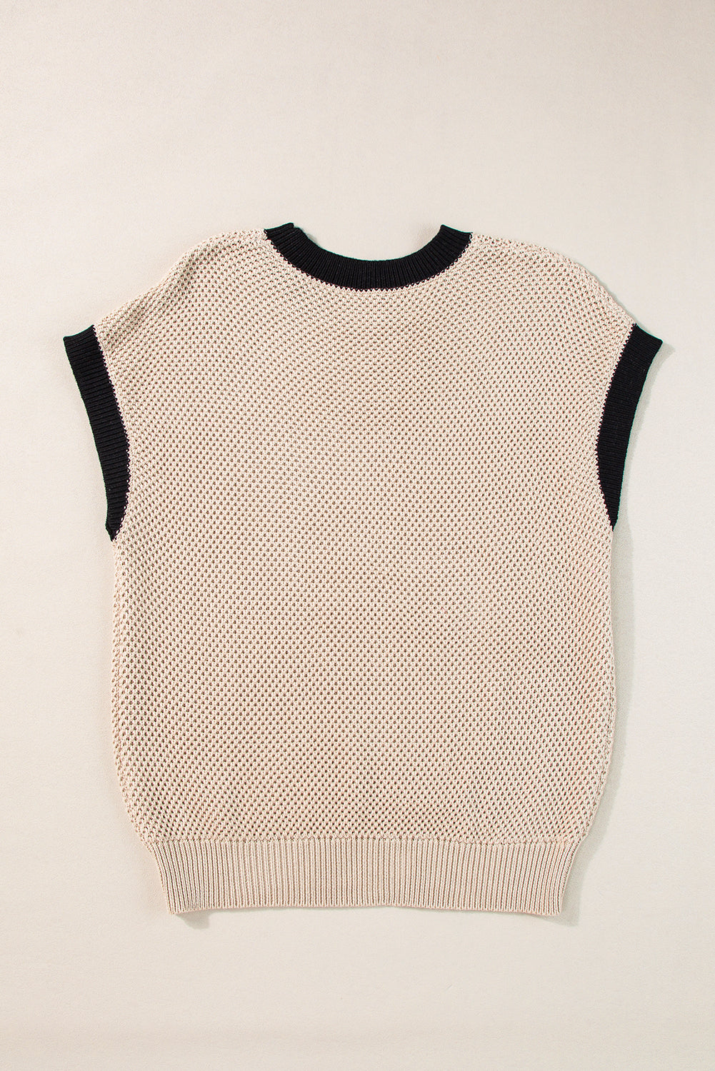 Koisoon Trim Round Neck Cap Sleeve Knit Top