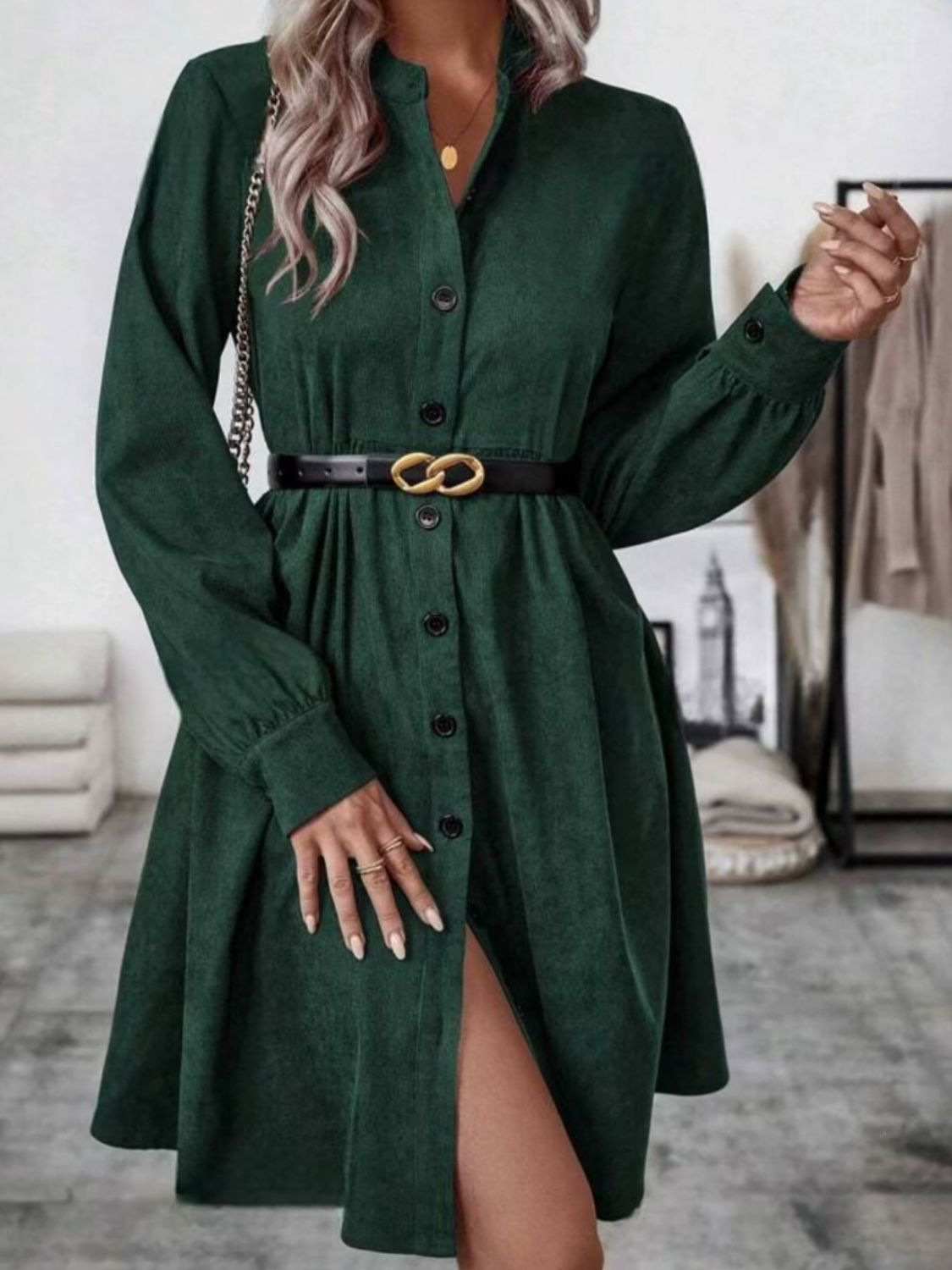 Koisoon  Button Up Long Sleeve Dress