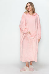 Koisoon Full Size Pocketed Hooded Midi Lounge Dress