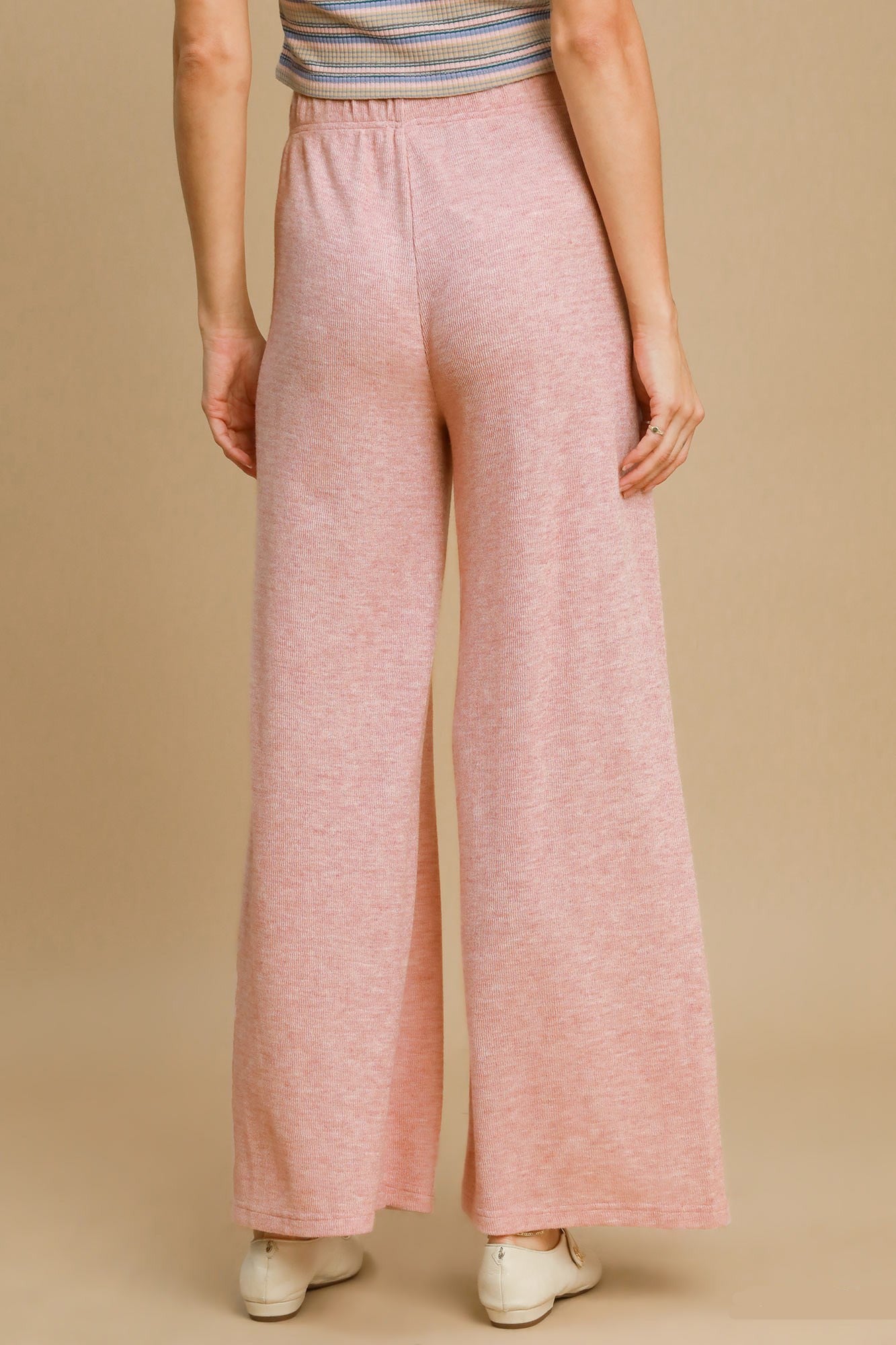 Koisoon  Elastic Waist Wide Leg Knit Pants