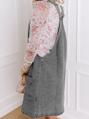 Koisoon Wide Strap Button Down Denim Overall Dress