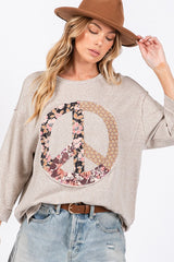 Koisoon Floral Peace Patch Round Neck Top