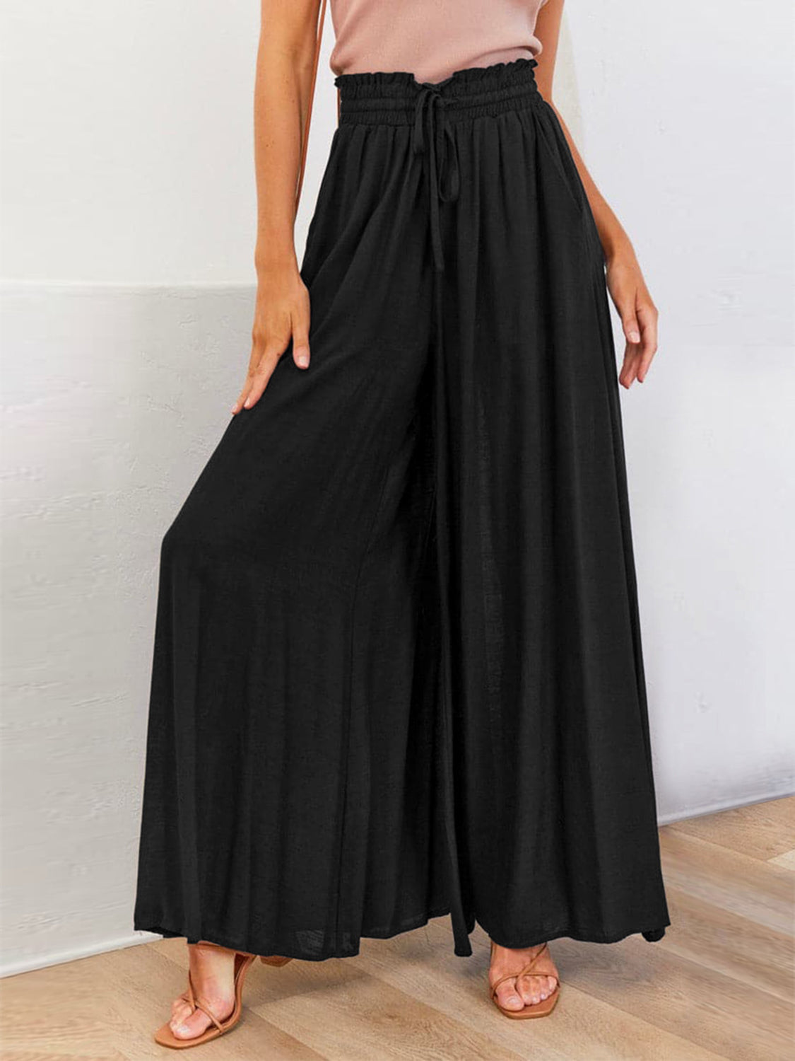 Koisoon Drawstring Wide Leg Pants with Pockets