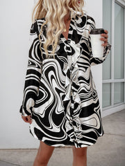 Koisoon  Ruffled Printed V-Neck Long Sleeve Dress