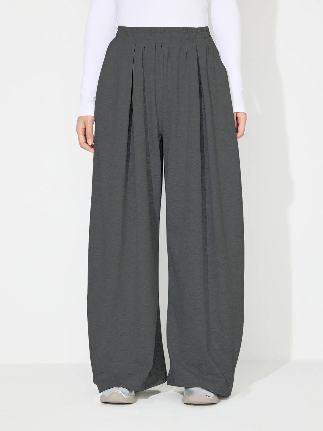 Koisoon Elastic Waist Wide Leg Pants with Pockets