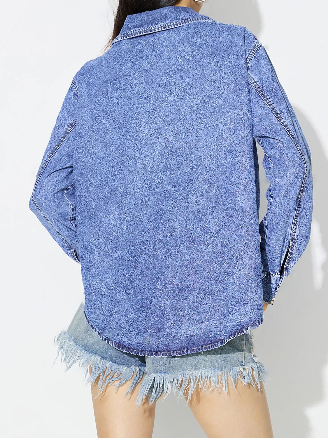 Koisoon Hem Collared Neck Denim Top