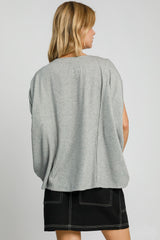 Koisoon Exposed Seam Round Neck Batwing Sleeve Knit Top