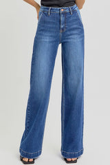 Koisoon Full Size High Rise Wide Leg Jeans with Slanted Pockets