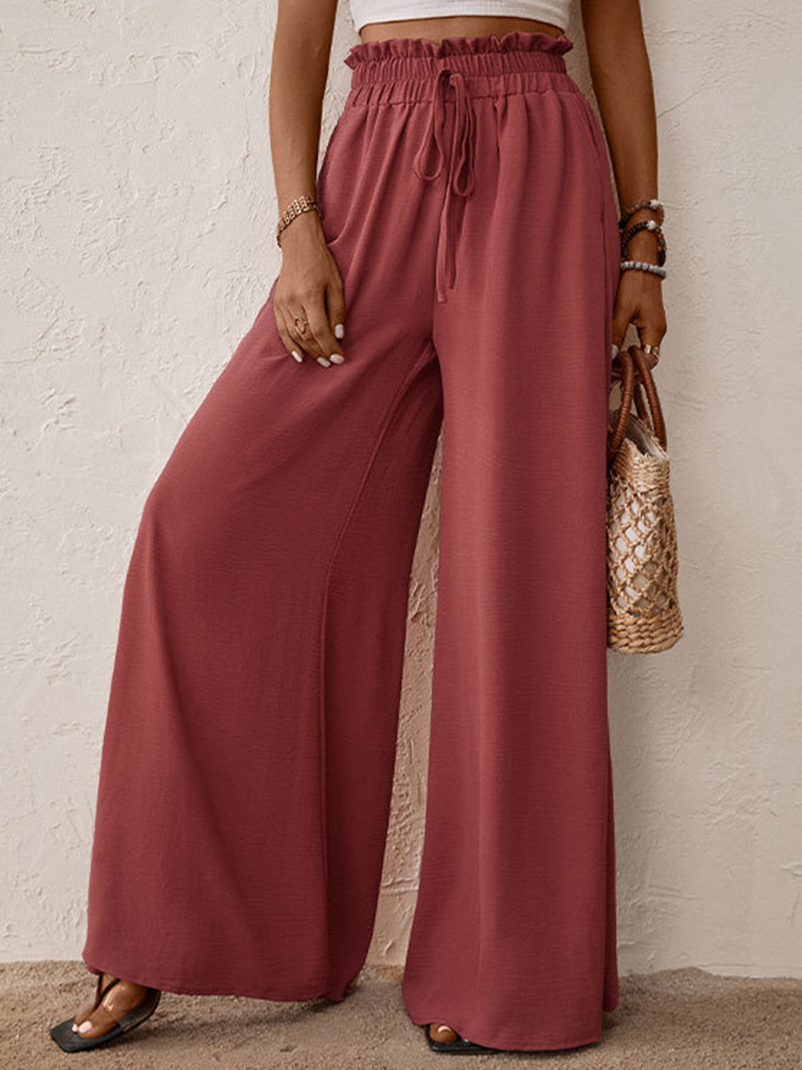 Koisoon Frill Tied Wide Leg Pants