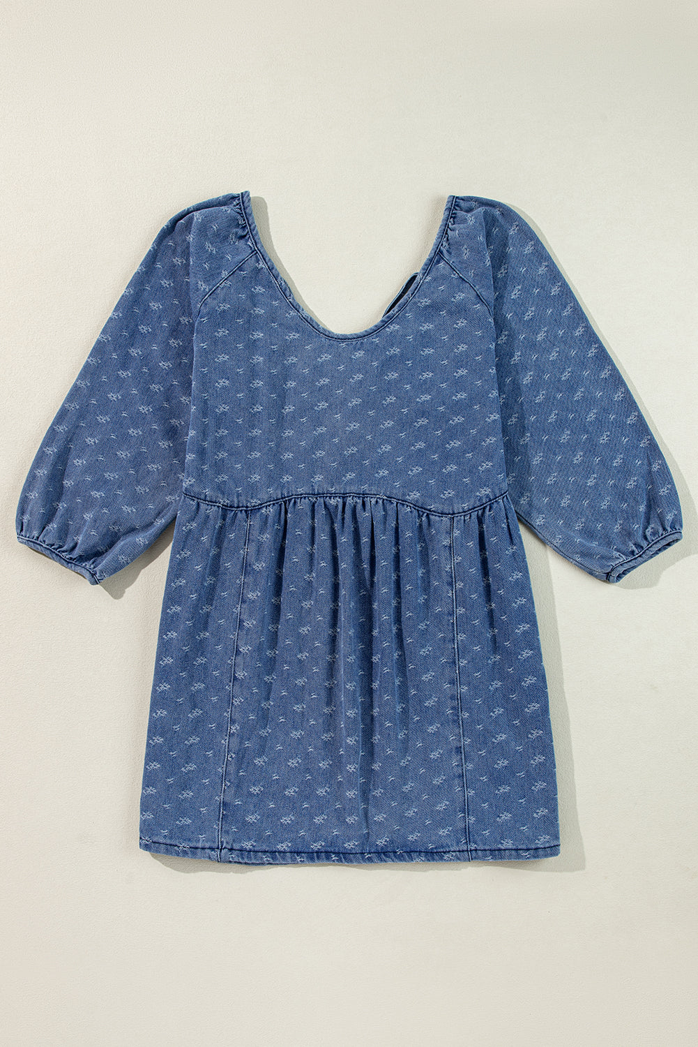 Koisoon V-Neck Three-Quarter Sleeve Denim Dress