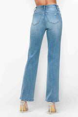 Koisoon Full Size Distressed High Rise Straight Jeans