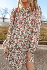 Koisoon Floral Round Neck Long Sleeve Dress