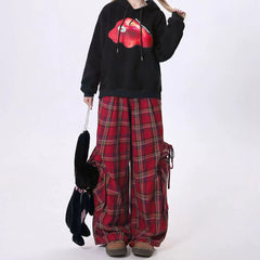 Koisoon 90's Grunge Plaid Cargo Pants