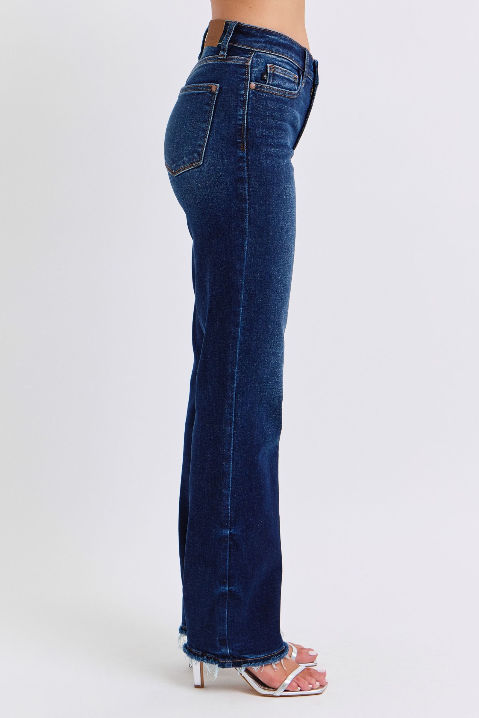 Koisoon Blue Full Size Raw Hem Straight Leg Jeans