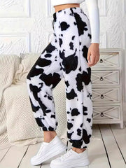 Koisoon  Cow Print Elastic Waist Pants