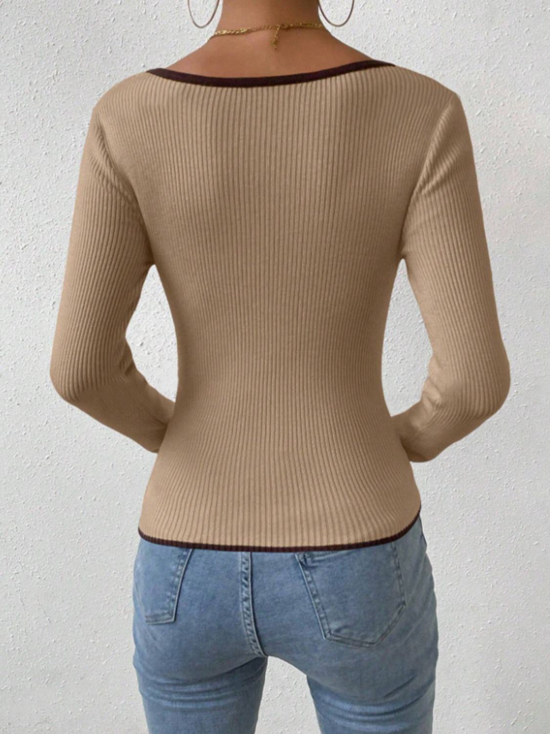 Koisoon Trim Long Sleeve Knit Top