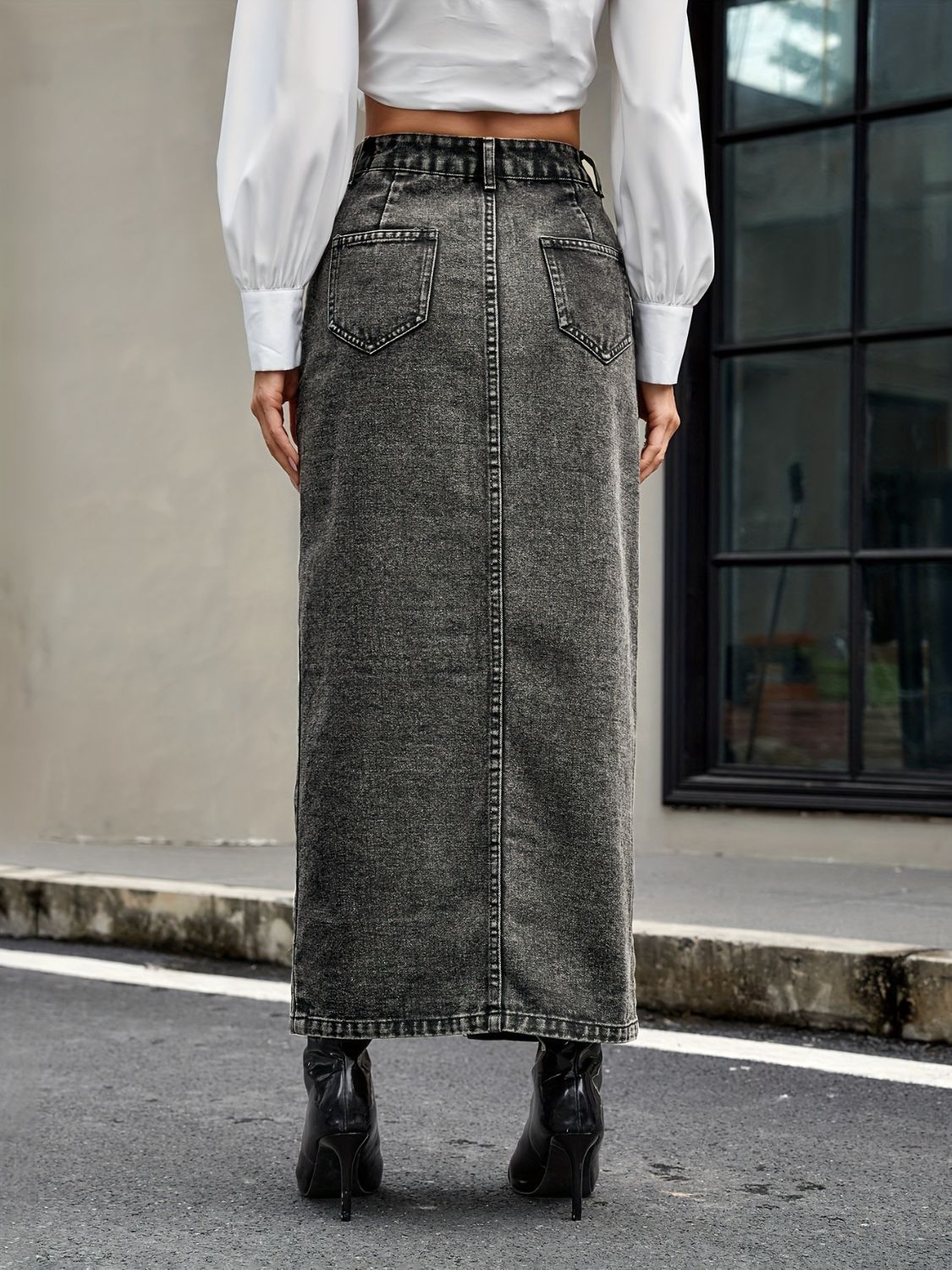 Koisoon Button Up High Rise Denim Skirt