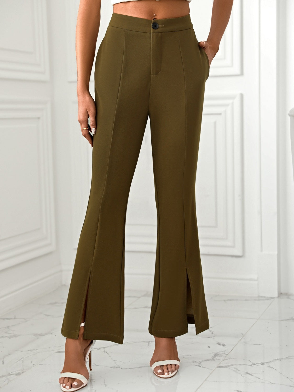 Koisoon Slit Flare Pants with Pockets