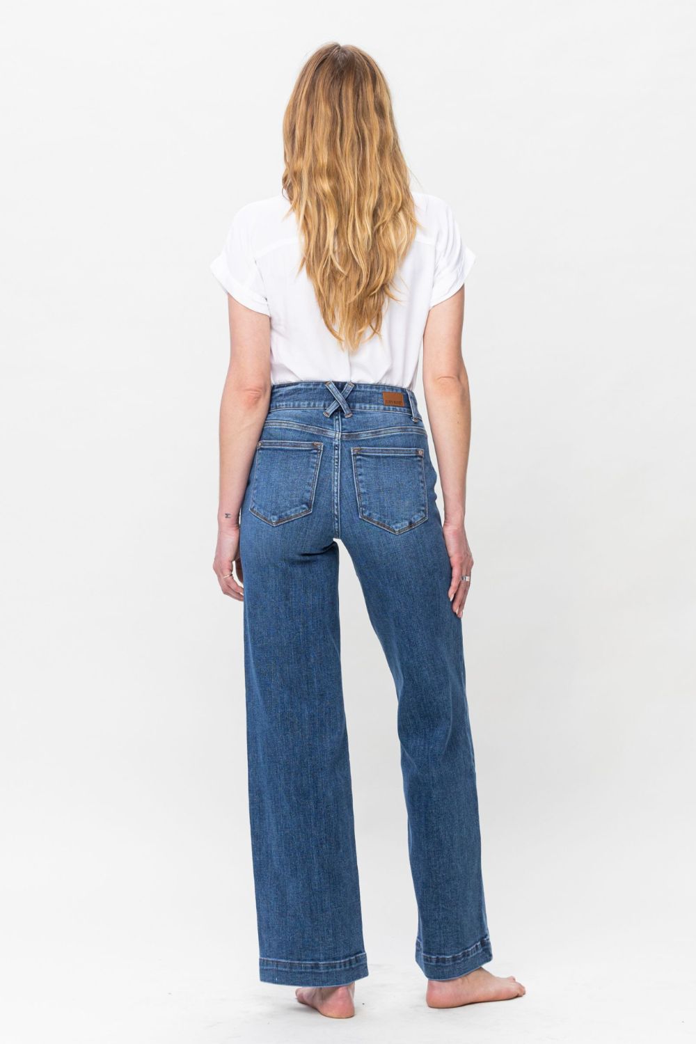 Koisoon Blue Full Size Double Button Wide Leg Jeans