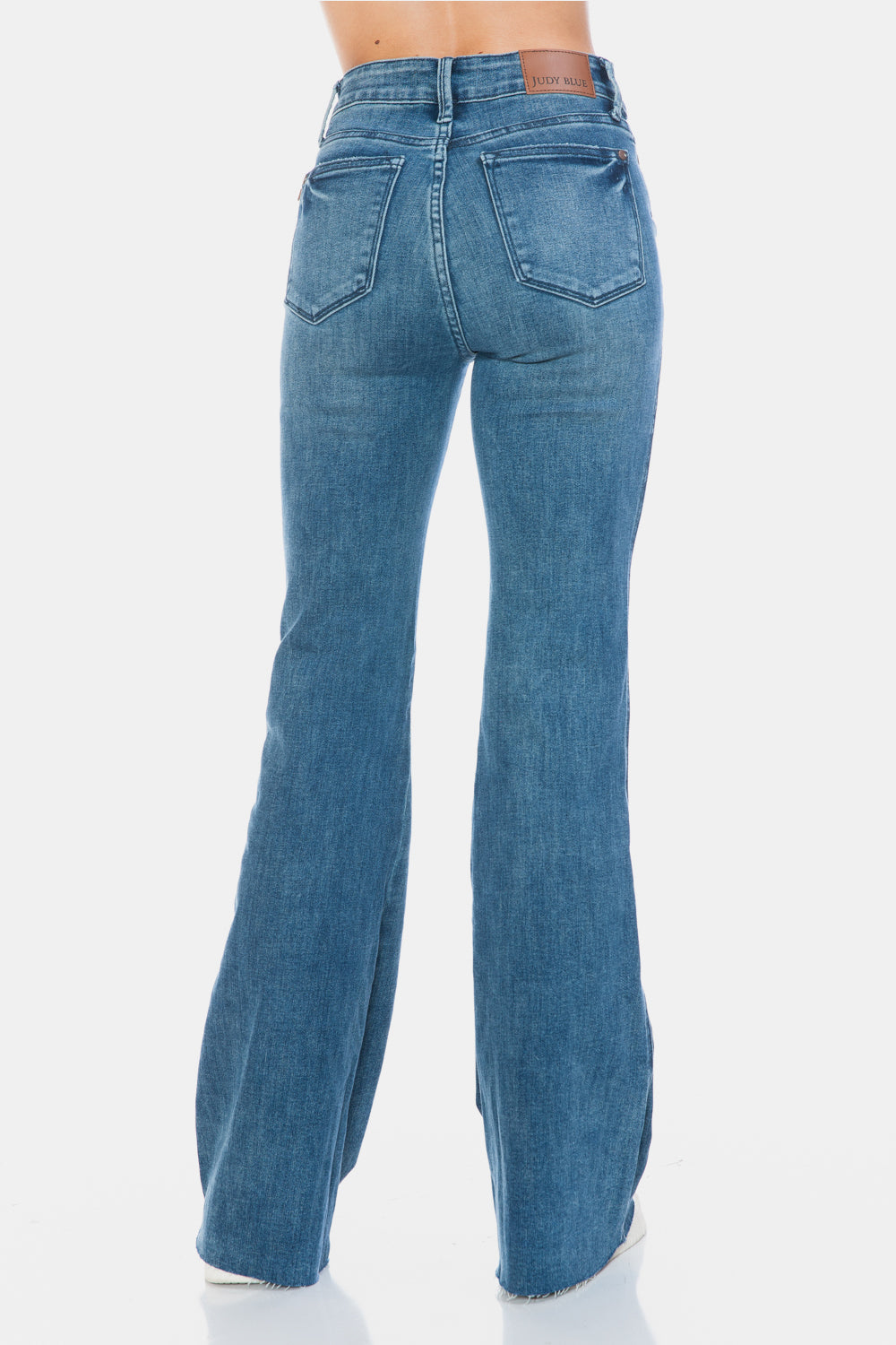 Koisoon Blue Full Size Tummy Control Cut Hem Flare Jeans