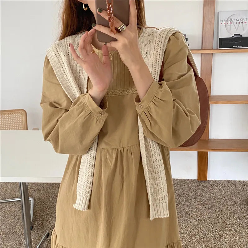 Koisoon New Autumn Sweater Women Dress Winter Long Sleeve Sweaters Knitted Dresses Womens Loose Maxi Oversize Knitting Robe Vestido