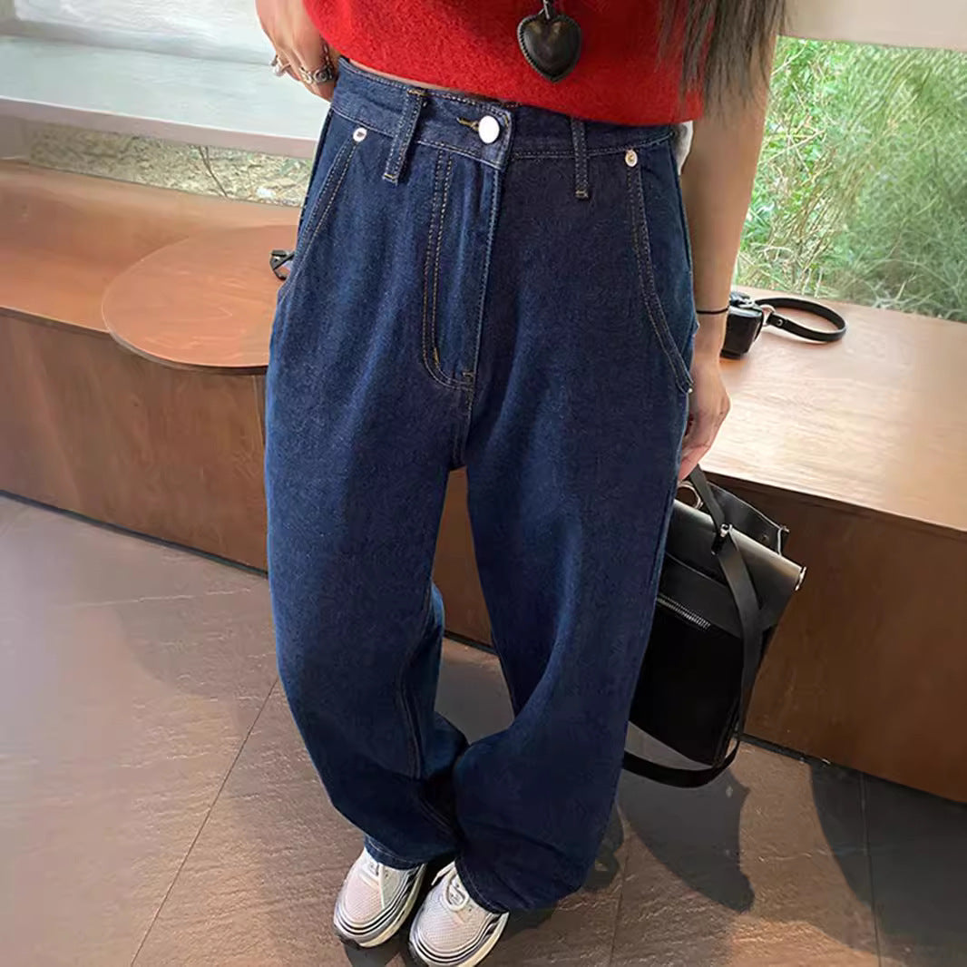 fashion inspo Retro Jeans for Women 2024 New Autumn High Waist Loose Casual Pants Blue Radish Pants Wide Leg Pants