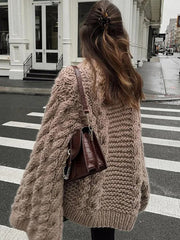 datenight fall outfits 2024 Spring and Autumn Fashion Elegant round Neck Bell Sleeve Knitted Sweater Loose All-Match Top