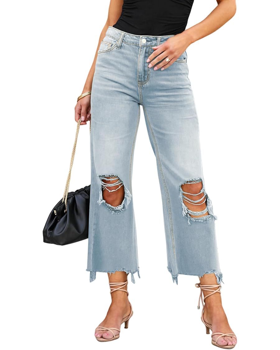 fall trends 2024 outfits High Quality Women's Ripped Jeans Women's Straight Loose Jeans