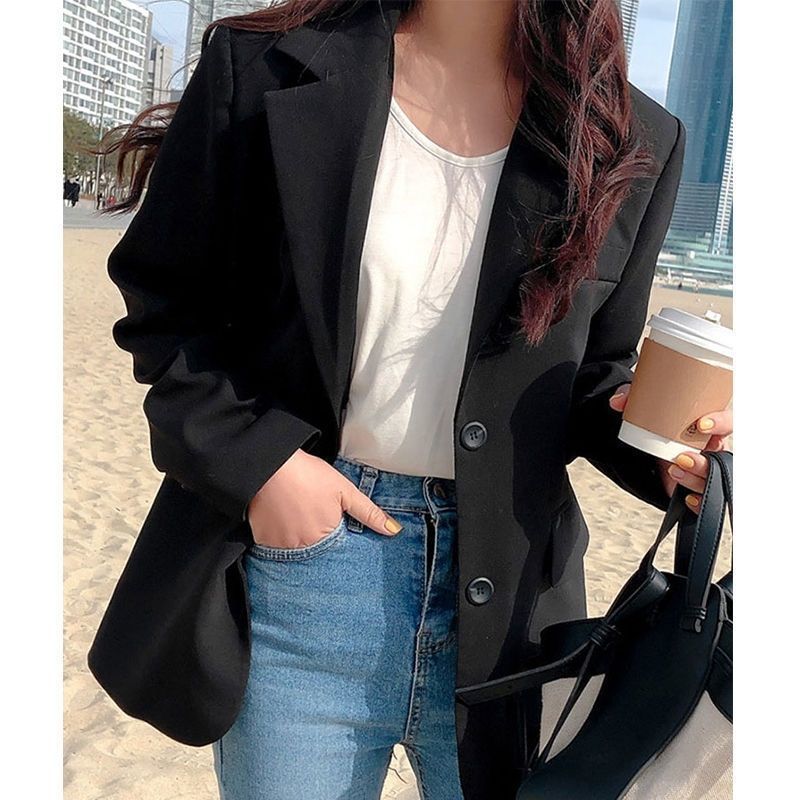 black fur boots outfit Suit Jacket for Women 2024 Autumn Loose Slimming Mid-Length Top Casual Fashion Xiaoxi Clothing for Women