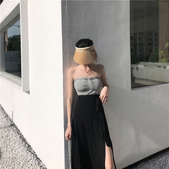 fashion outfits Sexy Split High Waist A- line Skirt Mid-Length Online Celebrity Ins Skirt Women's Summer New One-Piece Fairy Skirt