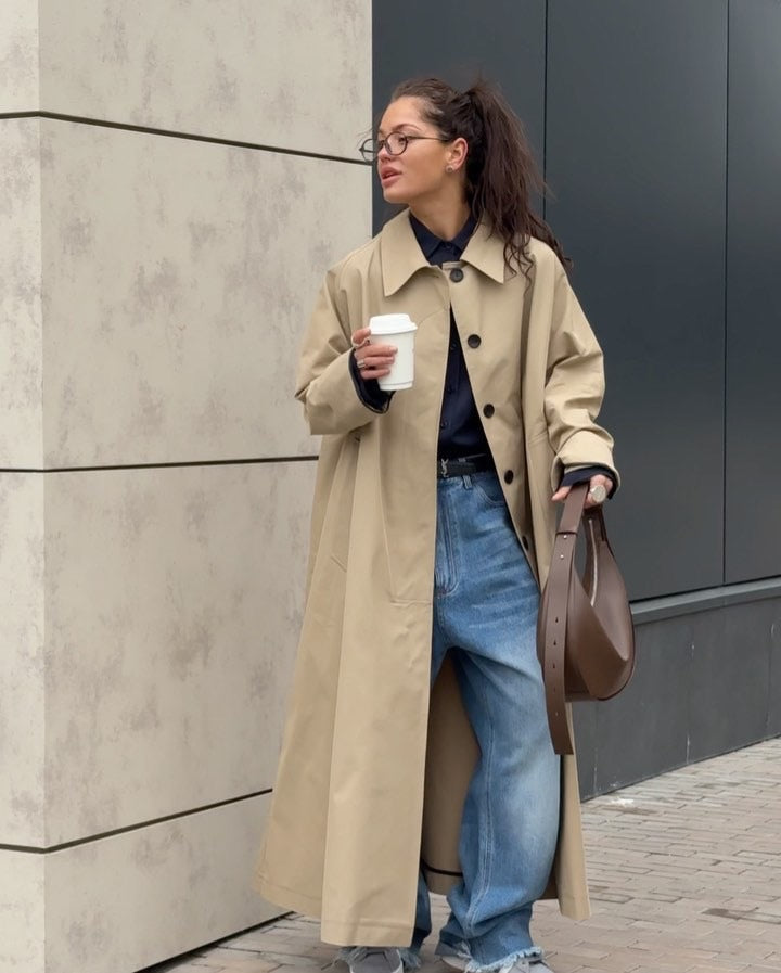 birkenstock clogs outfit fall 2024 Spring and Autumn New Khaki Trench Coat Women's Mid-Length over-the-Knee Single-Breasted British Style Elegant Ins Coat