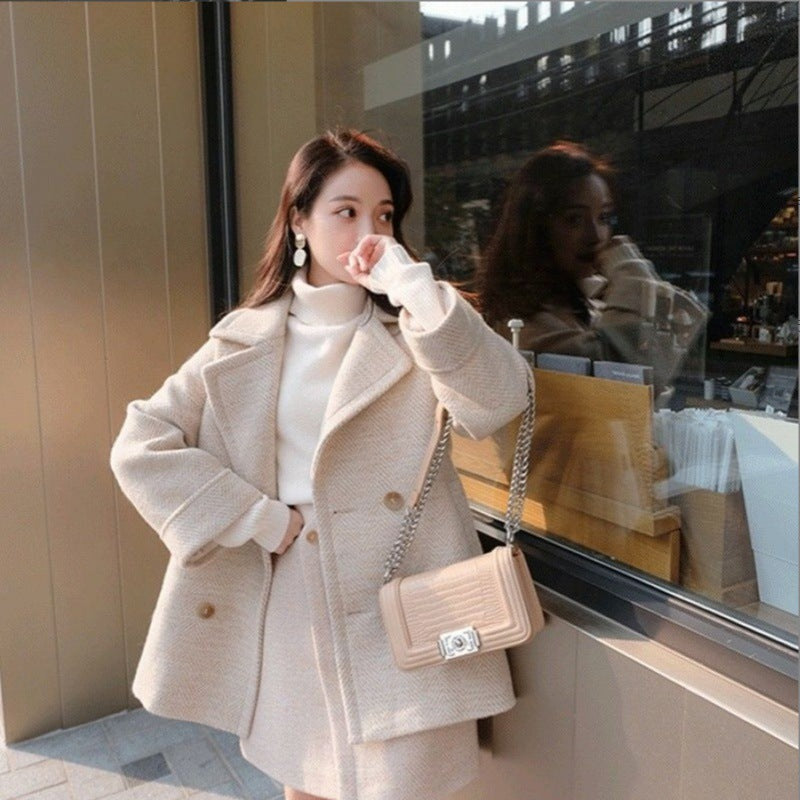 classy winter outfits Cotton Two Pieces/Chanel Style Woolen Suit 2024 New Small Autumn and Winter Elegant Woolen Coat Skirt