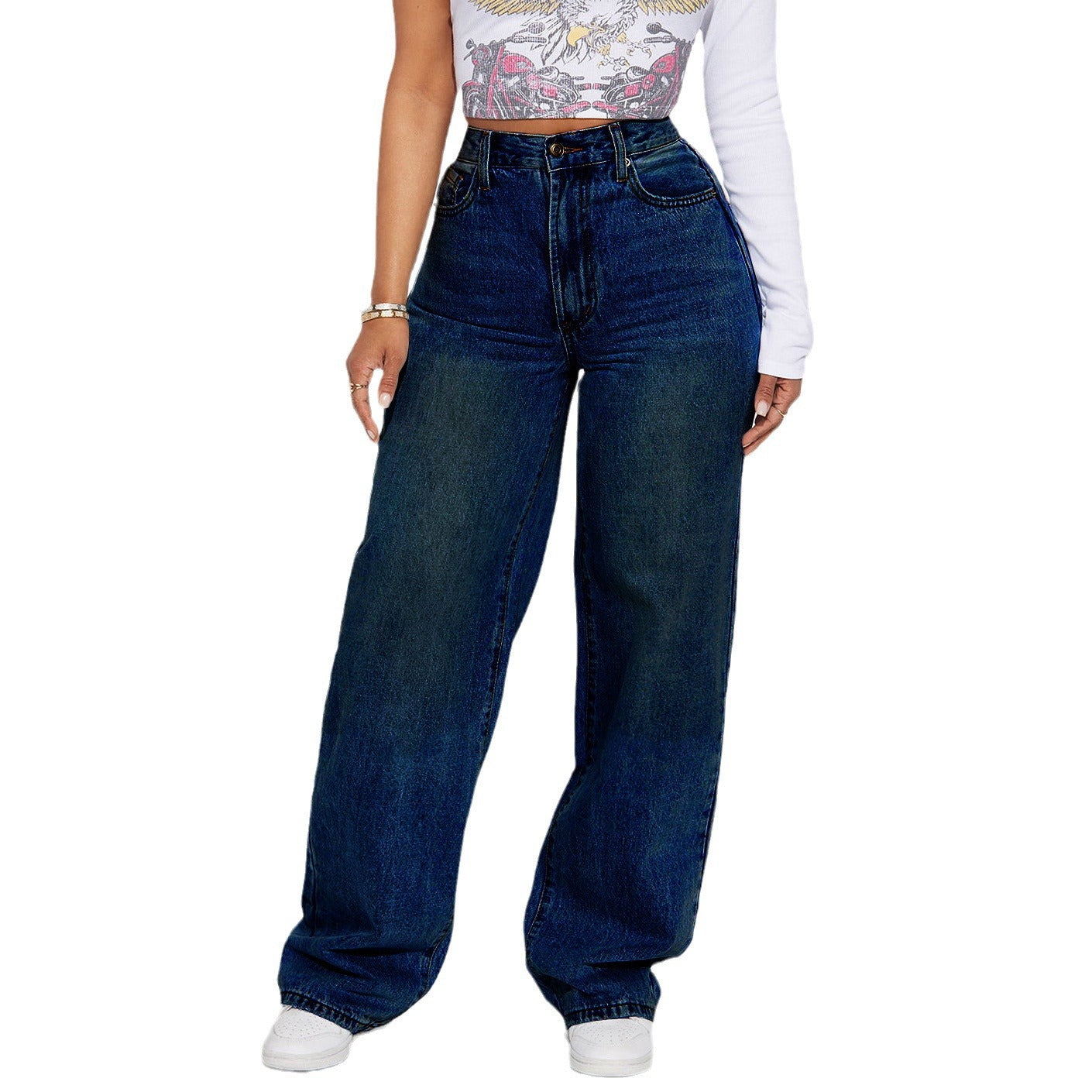 90s fashion Hair Women's Skateboard Pants Colored Straight Jeans 2024 New Women's Clothing 