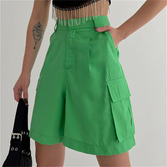 preppy New Suit Shorts Women's Summer Organ Bag Shorts Women's Straight Loose Casual A- line Shorts