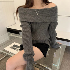 fall outfits 2024 off-Shoulder off-Shoulder Sweater Women's Clothing Autumn and Winter 2024 New High-Grade Wear Sweater Women's Bottoming Underwear