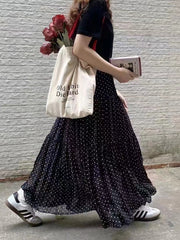 teacher outfits Spring and Summer High Waist Large Swing Skirt Loose Slimming Retro A- line Skirt Floral Pleated Skirt