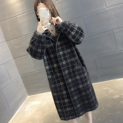 dream clothes Elegant Double-Sided Velvet Mid-Length Plaid Coat Loose Suit Collar Coat Spring Women's Clothing