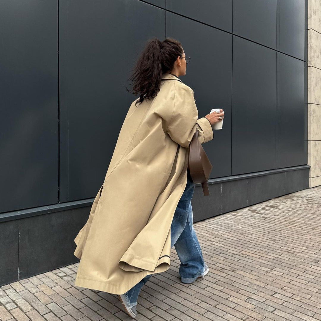 birkenstock clogs outfit fall 2024 Spring and Autumn New Khaki Trench Coat Women's Mid-Length over-the-Knee Single-Breasted British Style Elegant Ins Coat