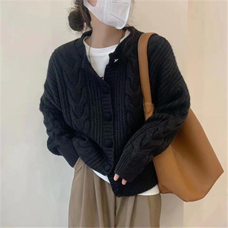 datenight fall outfits Simple Artistic Thickened Twist Cardigan Early Autumn Korean Style Soft Milk Style Loose Sweater Coat Fashionable Knitted