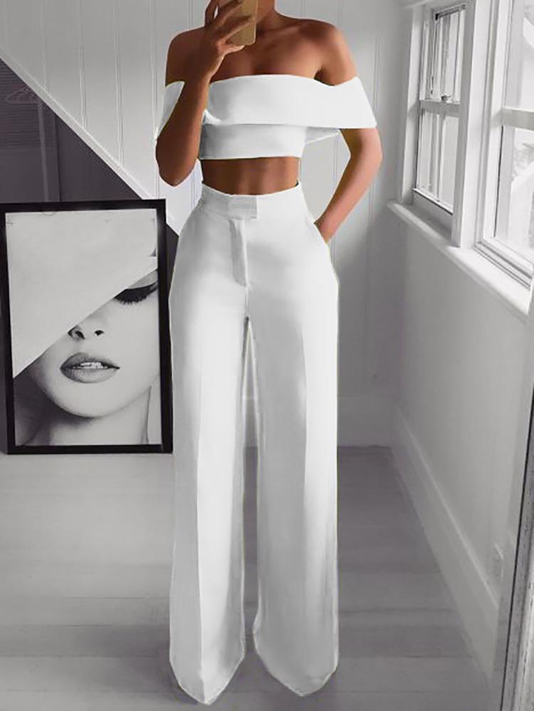 work outfits women New off-Shoulder Mid-Waist Elegant Commuter Loose Pants Tube Mop Pants Suit