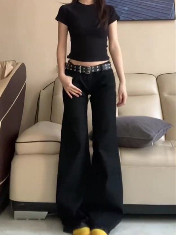 =joker costume female outfit Black High Waist Straight Jeans Women's Spring and Autumn 2024 Slim Fit Slimming Small Smoke Tube Pile Narrow Pants