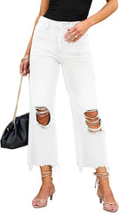 fall trends 2024 outfits High Quality Women's Ripped Jeans Women's Straight Loose Jeans