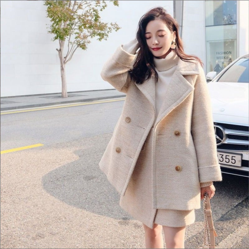 classy winter outfits Cotton Two Pieces/Chanel Style Woolen Suit 2024 New Small Autumn and Winter Elegant Woolen Coat Skirt